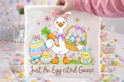 Just An Egg-Cited Goose Easter PNG, Bunny Easter PNG, Funny Product Image 2