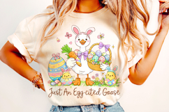 Just An Egg-Cited Goose Easter PNG, Bunny Easter PNG, Funny Product Image 4