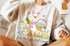 Just An Egg-Cited Goose Easter PNG, Bunny Easter PNG, Funny Product Image 5