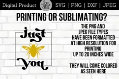 instructions for using this just bee you honeybee quote digital file in png or jpeg in printing and sublimation projects