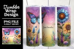 Tumbler Wrap | Just Breathe Butterfly Motivational Design Product Image 1