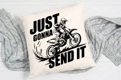 Motocross Rider About To Send It Black And White PNG Product Image 3