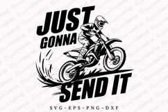 Motocross Rider About To Send It Black And White PNG Product Image 1