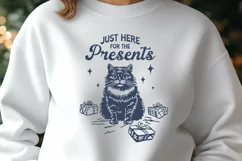 Funny Christmas Cat SVG PNG, Just Here for the Presents Product Image 2