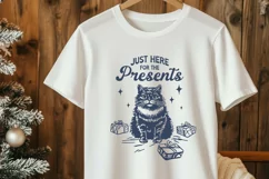 Funny Christmas Cat SVG PNG, Just Here for the Presents Product Image 3