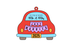 Just Married Christmas Wedding Laser Cut Ornament SVG Product Image 2