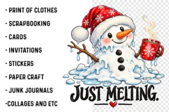 Just Melting Christmas Snowman PNG | Funny Hot Cocoa Png Product Image 2