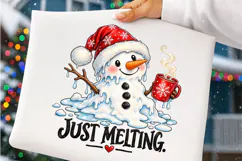 Just Melting Christmas Snowman PNG | Funny Hot Cocoa Png Product Image 3