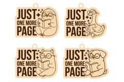 Just one More Page Bookmarks, Cute Animals Reading Book SVG Product Image 2