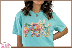 Just Pray Faux Yarn Crochet Png, Floral Christian Faux Knit Product Image 6