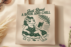 Just Read a Book and Chill SVG PNG | Funny Frog Reading Product Image 2