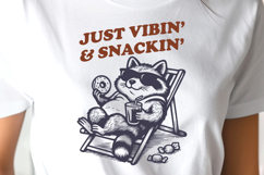 Just Vibin’ and Snackin’ SVG PNG | Cool Raccoon Eating Donut Product Image 2
