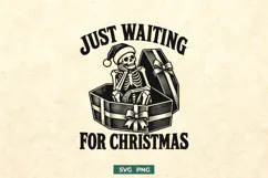 Just Waiting for Christmas SVG | Gothic Skeleton Design Product Image 1