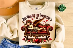 Just Waiting For Valentine's Cupid PNG, Funny Cupid PNG Product Image 3