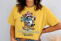 Just Waiting for Winter PNG, Raccoon Winter PNG Product Image 6