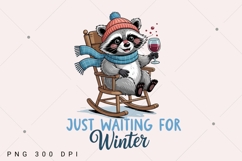Just Waiting for Winter PNG, Raccoon Winter PNG Product Image 2
