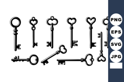 Vintage antique skeleton keys collection vector illustration Product Image 1
