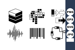 Abstract black and white technology and data icons vector se Product Image 1