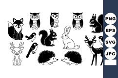 Woodland animals set with fox owl squirrel rabbit bird deer Product Image 1