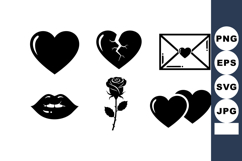 Love symbols collection with hearts lips rose and envelope v Product Image 1