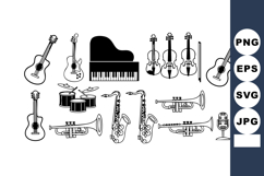 Musical instruments collection with piano guitar violin trum Product Image 1
