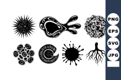 Microorganisms and Virus Shapes Vector Illustration in Black Product Image 1