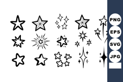 Black and white hand drawn star shapes vector illustrations Product Image 1