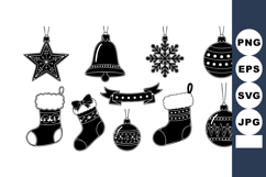Christmas decorative ornaments black silhouettes star bell s Product Image 1