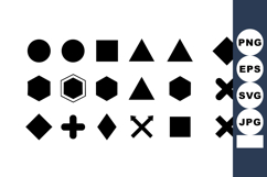 Black geometric shapes set including circles squares triangl Product Image 1