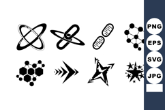 Abstract black science and technology vector icons in modern Product Image 1