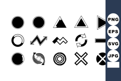 Black and white abstract geometric arrow and shape icons vec Product Image 1