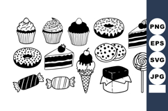 Assortment of black and white dessert and candy vector illus Product Image 1