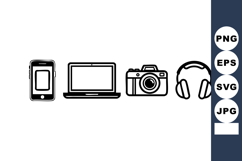 Electronic device icons smartphone laptop camera headphones Product Image 1