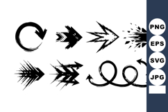 Grunge black arrows vector set with circular and spiral shap Product Image 1
