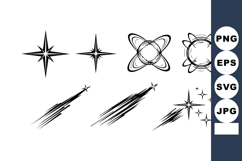 Hand drawn star and comet vector set with decorative celesti Product Image 1