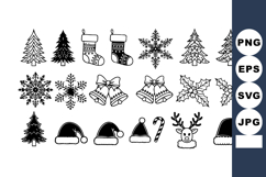 Christmas holiday icons collection with trees, snowflakes, b Product Image 1