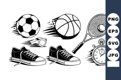Sports Equipment Vector with Soccer Ball Basketball Tennis R Product Image 1