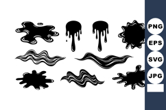 Abstract black ink splash and paint drip shapes vector illus Product Image 1