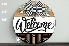 Welcome Door Hanger SVG | Geometric Laser Cut File Product Image 1