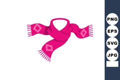 Pink Scarf with Geometric Patterns Warm Winter Accessory Vec Product Image 1