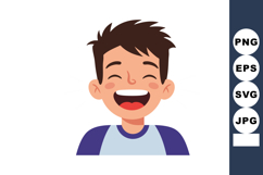 Happy smiling boy with short hair laughing joyfully in vecto Product Image 1