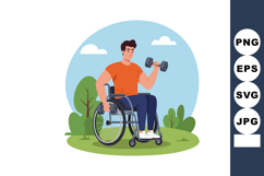 Man in wheelchair exercising with dumbbell outdoor fitness a Product Image 1