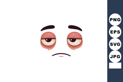 Tired sad face emoji with droopy eyes and frown vector illus Product Image 1