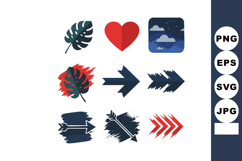 Abstract arrow icons with leaf, heart, night sky, flame, and Product Image 1