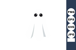Ghost cartoon character with big eyes floating white spooky Product Image 1