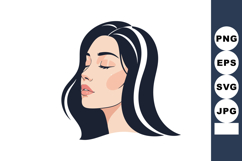 Woman with closed eyes and long dark hair face profile vecto Product Image 1