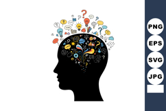Human Mind Concept with Creative Ideas and Thought Bubbles F Product Image 1