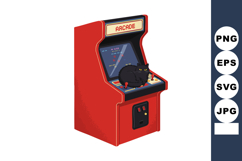 Black cat sitting on red arcade game machine vector illustra Product Image 1