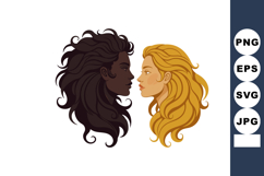 Two women profile faces with contrasting black and blonde ha Product Image 1