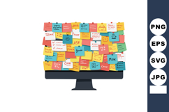 Computer monitor full of colorful sticky notes and reminders Product Image 1